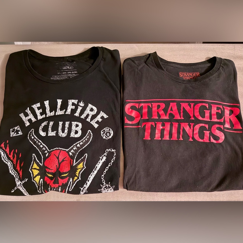 Stranger Things Graphic Tee Size XL & Hellfire Club Size 3XL